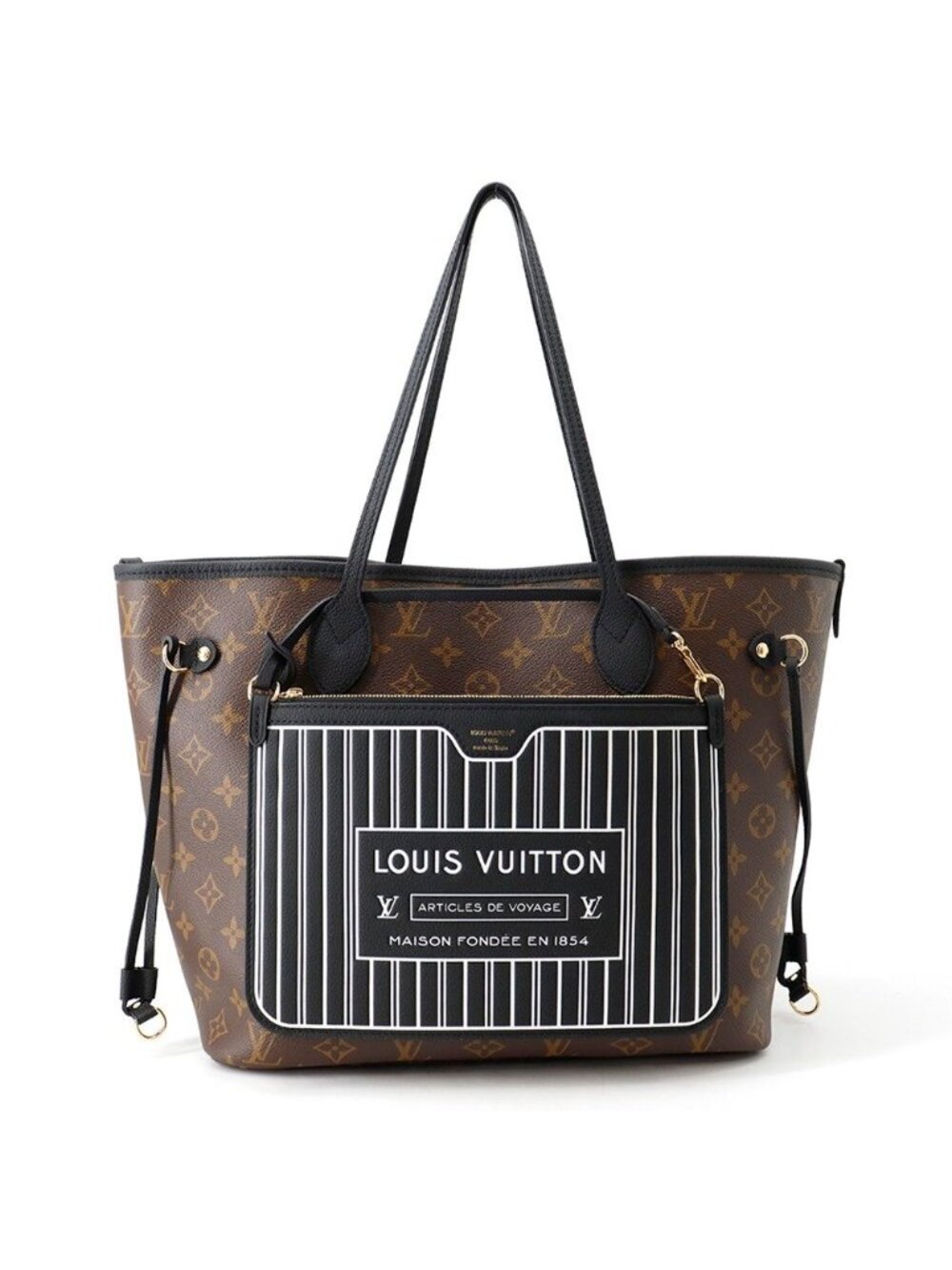 Louis Vuitton Tote Bag Monogram Gray Leather Neverfull Inside Out MM Reversible